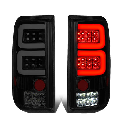 FAROS TRASEROS 04-08 FORD F-150 / LOBO - 3D - DUAL C-BAR LED - BLACK / SMOKE