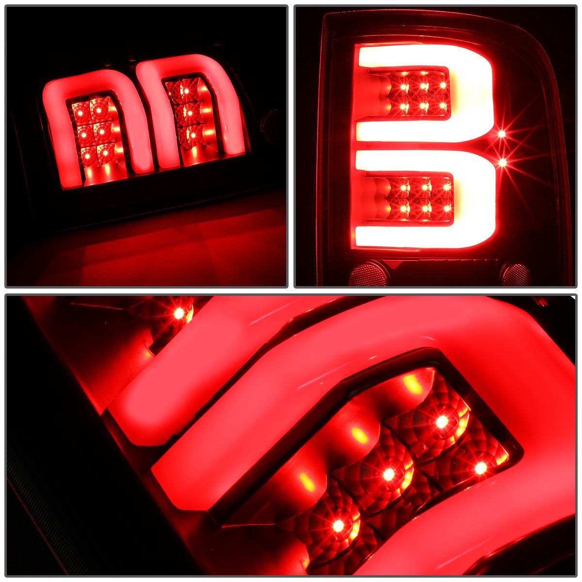 FAROS TRASEROS 04-08 FORD F-150 / LOBO - 3D - DUAL C-BAR LED - BLACK / SMOKE