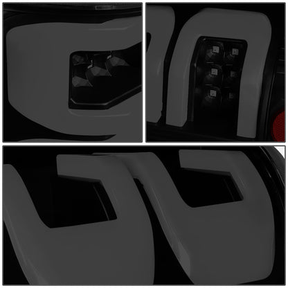 FAROS TRASEROS 04-08 FORD F-150 / LOBO - 3D - DUAL C-BAR LED - BLACK / SMOKE