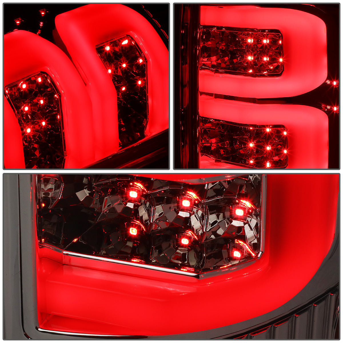FAROS TRASEROS 04-08 FORD F-150 / LOBO - 3D - DUAL C-BAR LED - CHROME / CLEAR