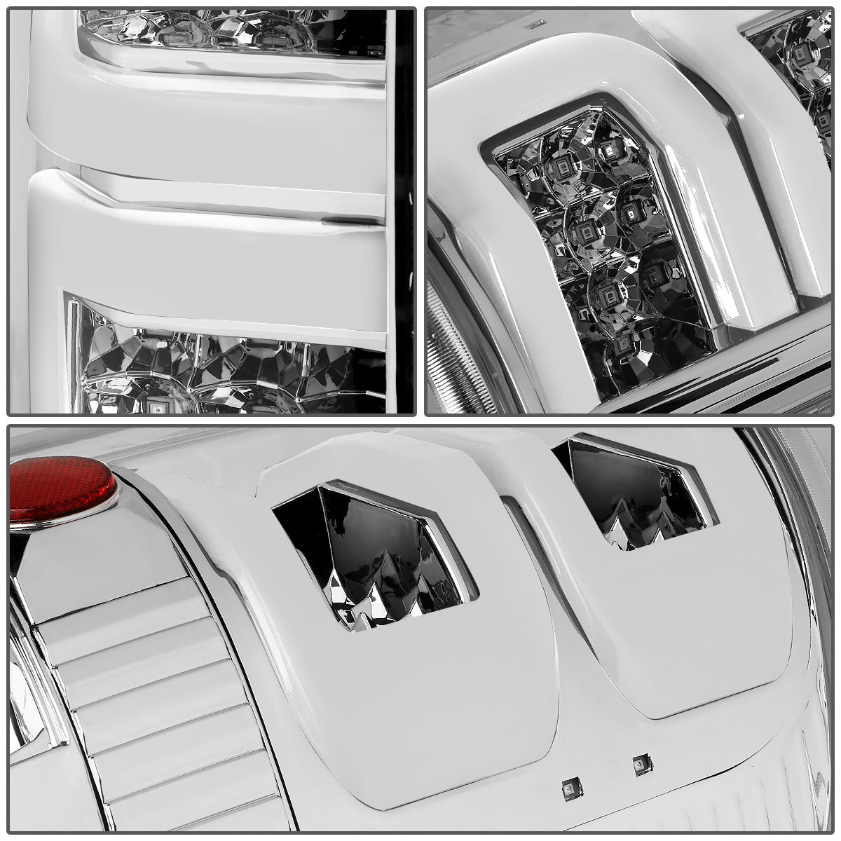 FAROS TRASEROS 04-08 FORD F-150 / LOBO - 3D - DUAL C-BAR LED - CHROME / CLEAR