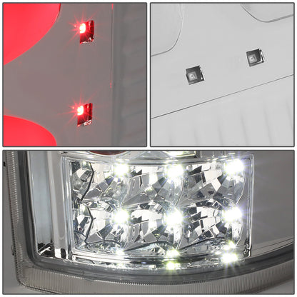 FAROS TRASEROS 04-08 FORD F-150 / LOBO - 3D - DUAL C-BAR LED - CHROME / CLEAR