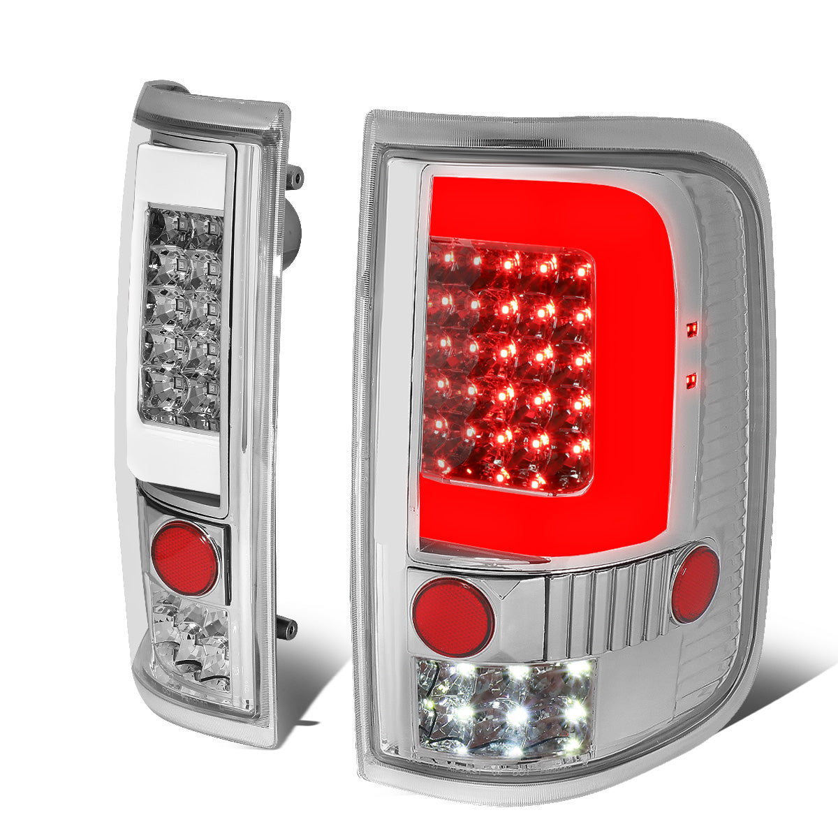FAROS TRASEROS 04-08 FORD F-150 / LOBO - 3D - C-BAR LED - CHROME