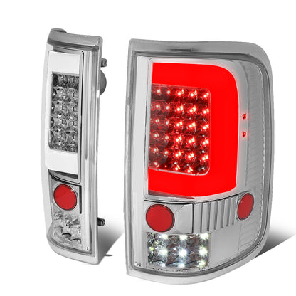 FAROS TRASEROS 04-08 FORD F-150 / LOBO - 3D - C-BAR LED - CHROME