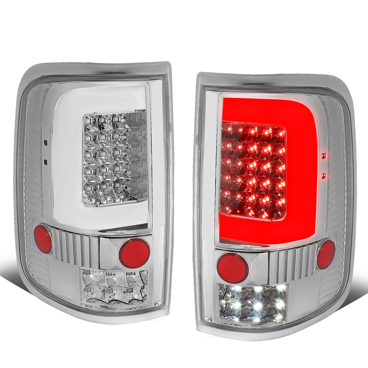 FAROS TRASEROS 04-08 FORD F-150 / LOBO - 3D - C-BAR LED - CHROME