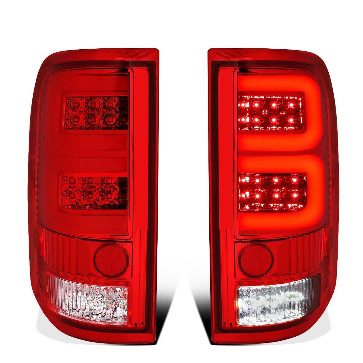 FAROS TRASEROS 04-08 FORD F-150 / LOBO - 3D - DUAL C-BAR LED - CHROME / RED