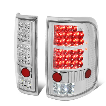 FAROS TRASEROS 04-08 FORD F-150 / LOBO - LED - CHROME / CLEAR