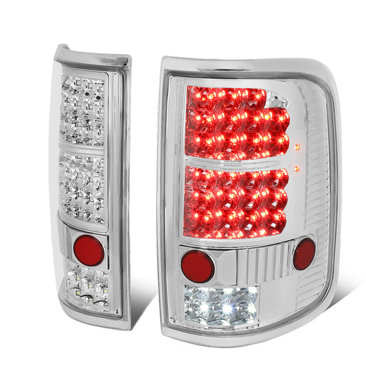 FAROS TRASEROS 04-08 FORD F-150 / LOBO - LED - CHROME / CLEAR