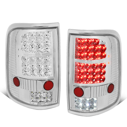 FAROS TRASEROS 04-08 FORD F-150 / LOBO - LED - CHROME / CLEAR