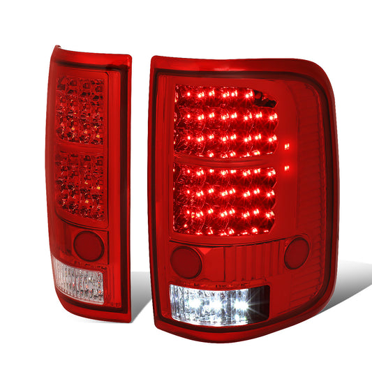 FAROS TRASEROS 04-08 FORD F-150 / LOBO - LED - CHROME / RED