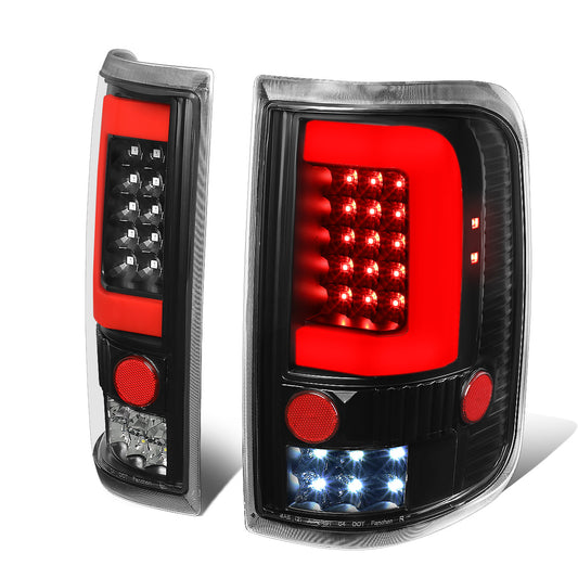 FAROS TRASEROS 04-08 FORD F-150 / LOBO - RED C-BAR LED - BLACK