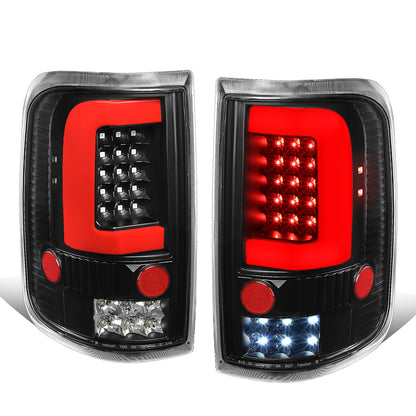 FAROS TRASEROS 04-08 FORD F-150 / LOBO - RED C-BAR LED - BLACK