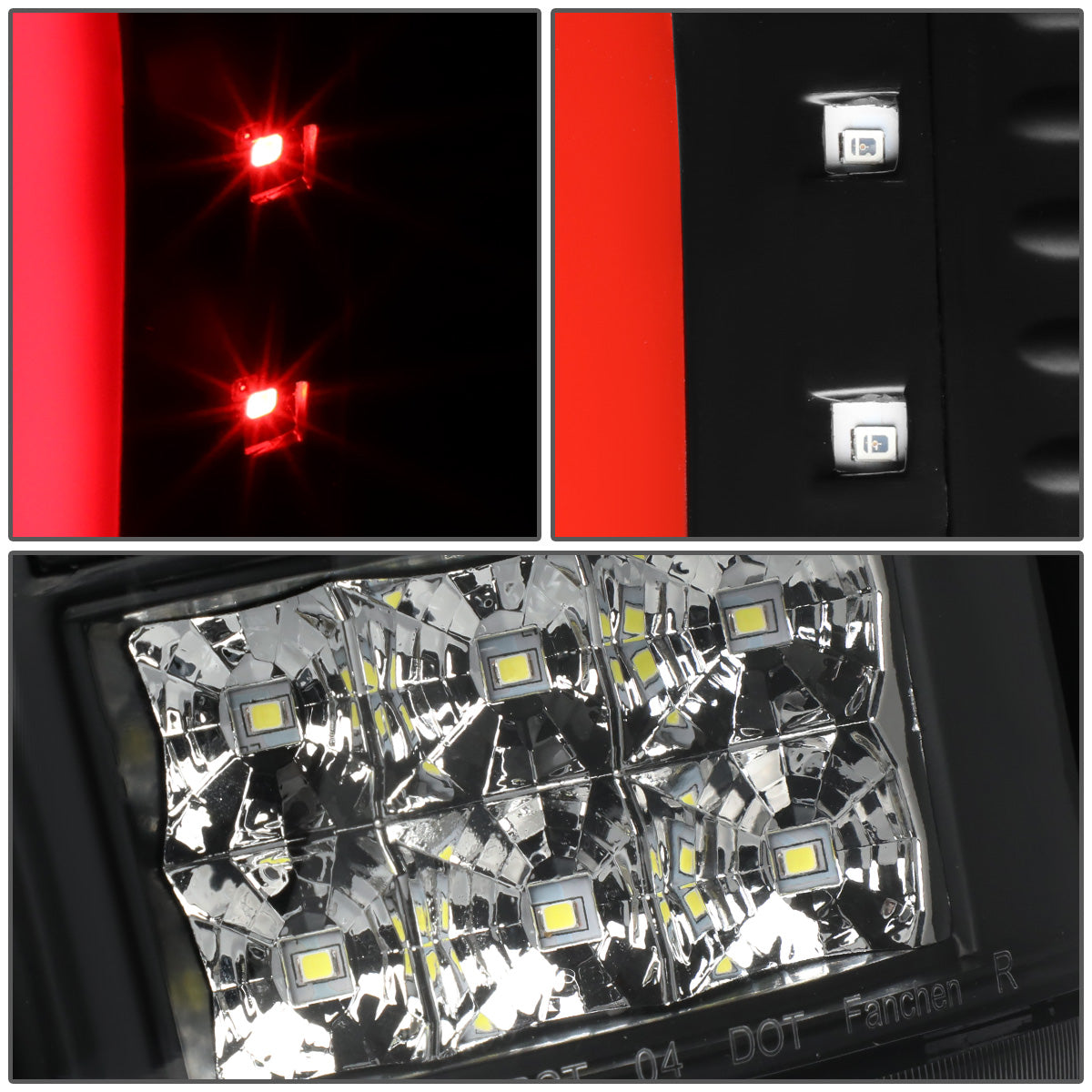 FAROS TRASEROS 04-08 FORD F-150 / LOBO - RED C-BAR LED - BLACK