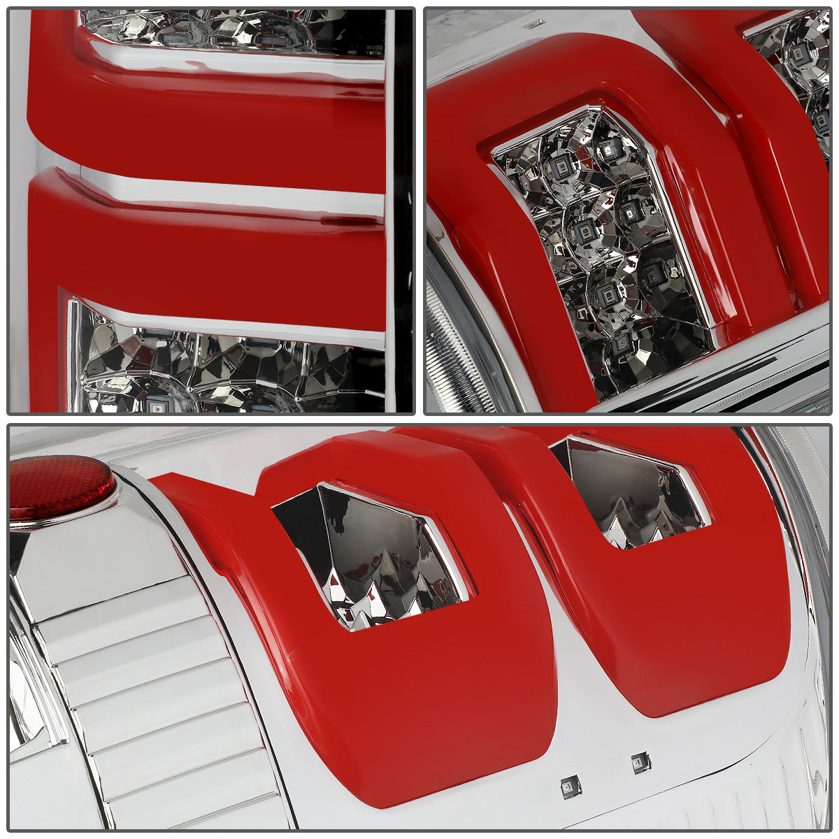 FAROS TRASEROS 04-08 FORD F-150 / LOBO - 3D - DUAL RED C-BAR LED - CHROME / CLEAR