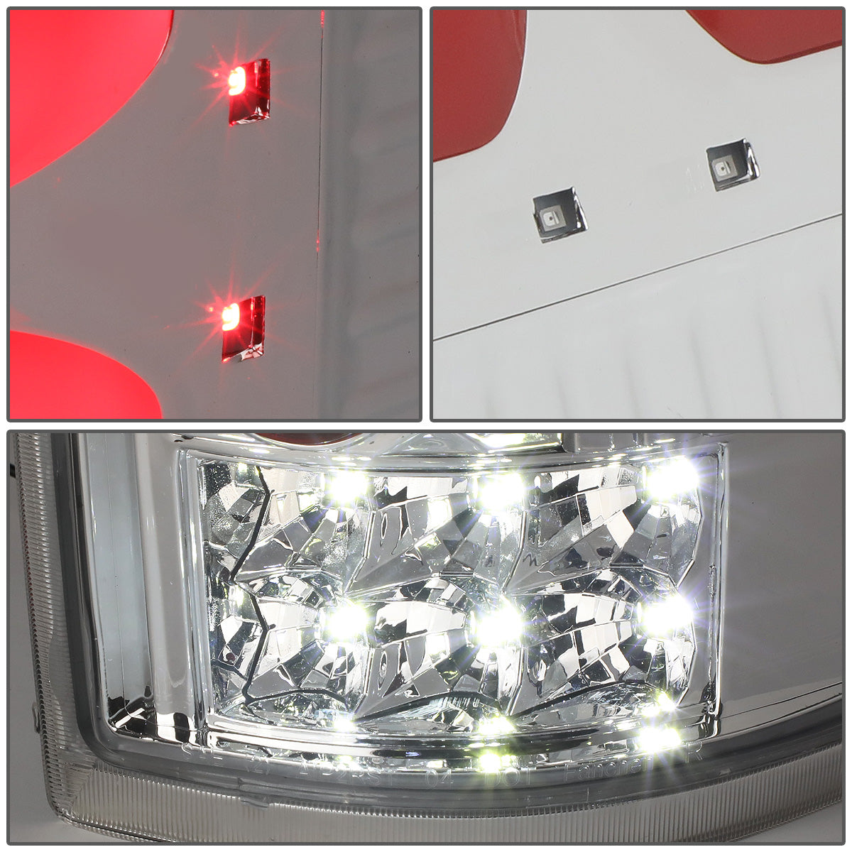 FAROS TRASEROS 04-08 FORD F-150 / LOBO - 3D - DUAL RED C-BAR LED - CHROME / CLEAR