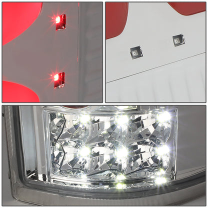 FAROS TRASEROS 04-08 FORD F-150 / LOBO - 3D - DUAL RED C-BAR LED - CHROME / CLEAR