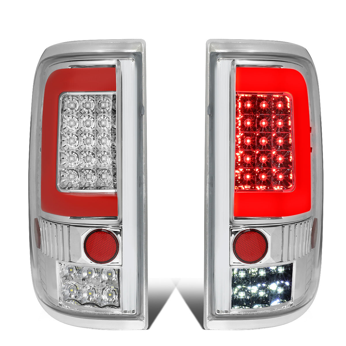 FAROS TRASEROS 04-08 FORD F-150 / LOBO - RED C-BAR LED - CHROME