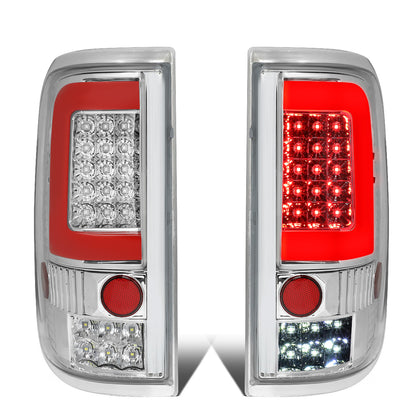 FAROS TRASEROS 04-08 FORD F-150 / LOBO - RED C-BAR LED - CHROME