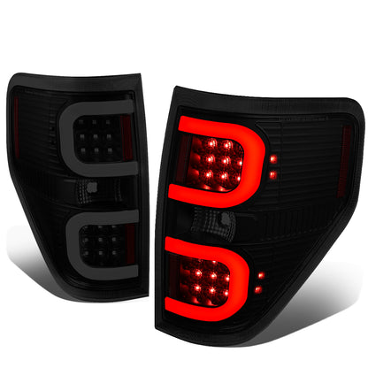 FAROS TRASEROS 09-14 FORD F-150 - DUAL C-BAR - 3D - LED - BLACK / SMOKE