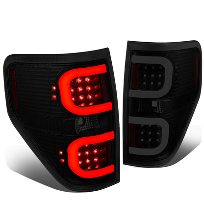 FAROS TRASEROS 09-14 FORD F-150 - DUAL C-BAR - 3D - LED - BLACK / SMOKE