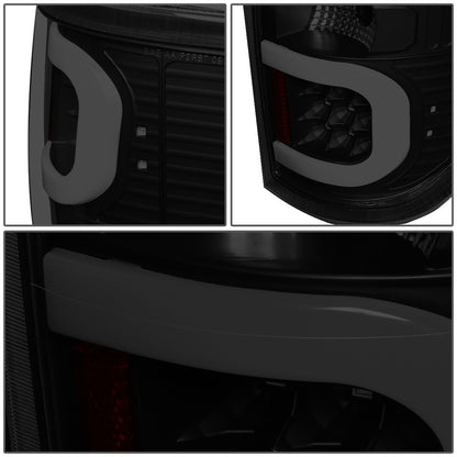 FAROS TRASEROS 09-14 FORD F-150 - DUAL C-BAR - 3D - LED - BLACK / SMOKE