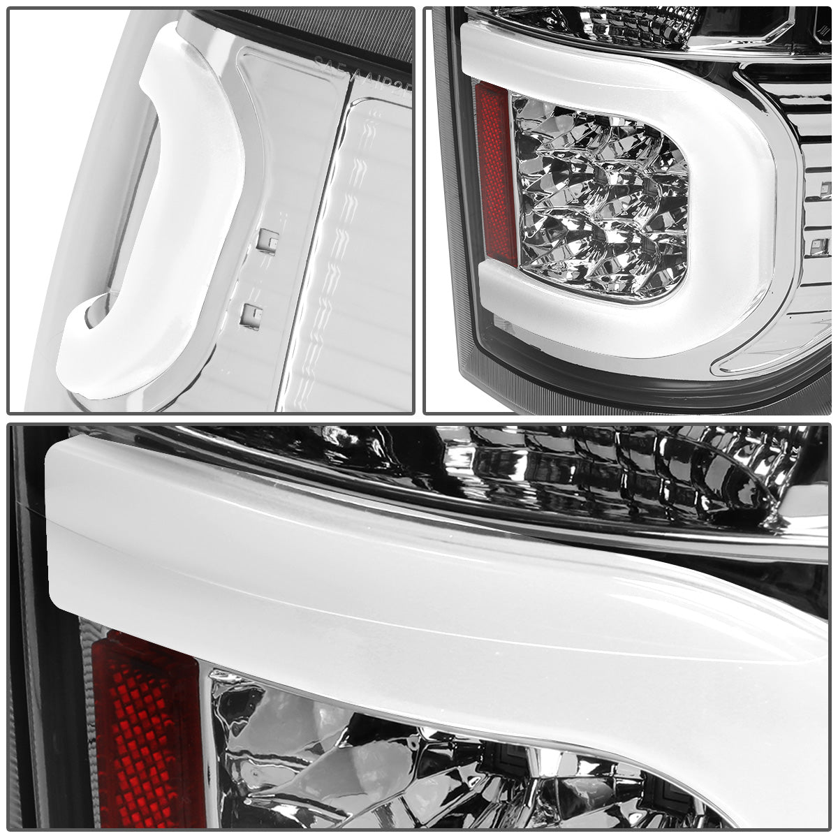 FAROS TRASEROS 09-14 FORD F-150 - DUAL C-BAR - 3D - LED - CHROME / CLEAR