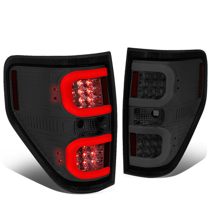FAROS TRASEROS 09-14 FORD F-150 - DUAL C-BAR - 3D - LED - CHROME / SMOKE