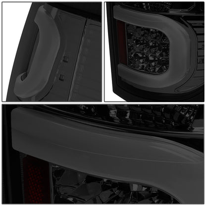 FAROS TRASEROS 09-14 FORD F-150 - DUAL C-BAR - 3D - LED - CHROME / SMOKE