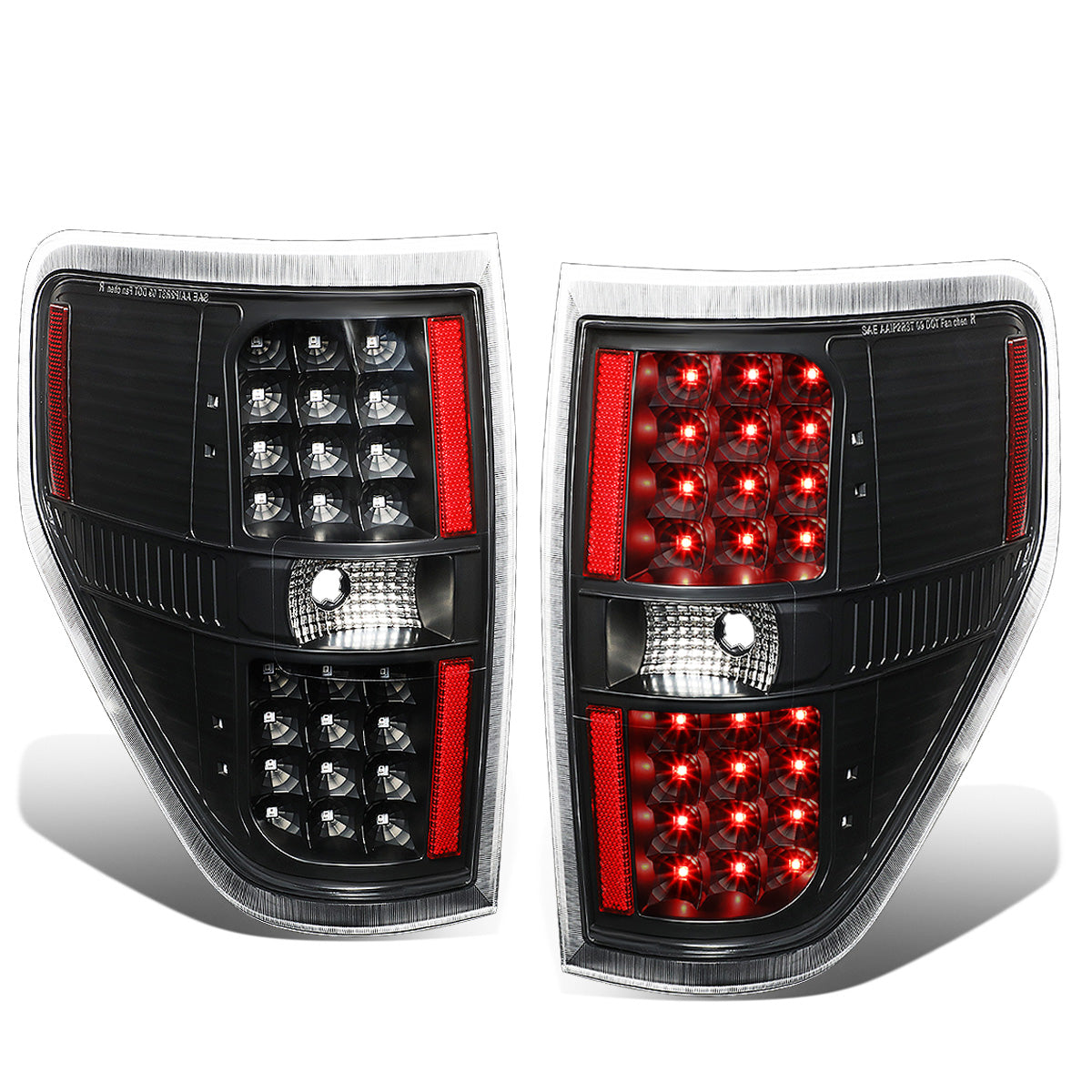 FAROS TRASEROS 09-14 FORD F-150 - FULL LED - LED - BLACK / CLEAR