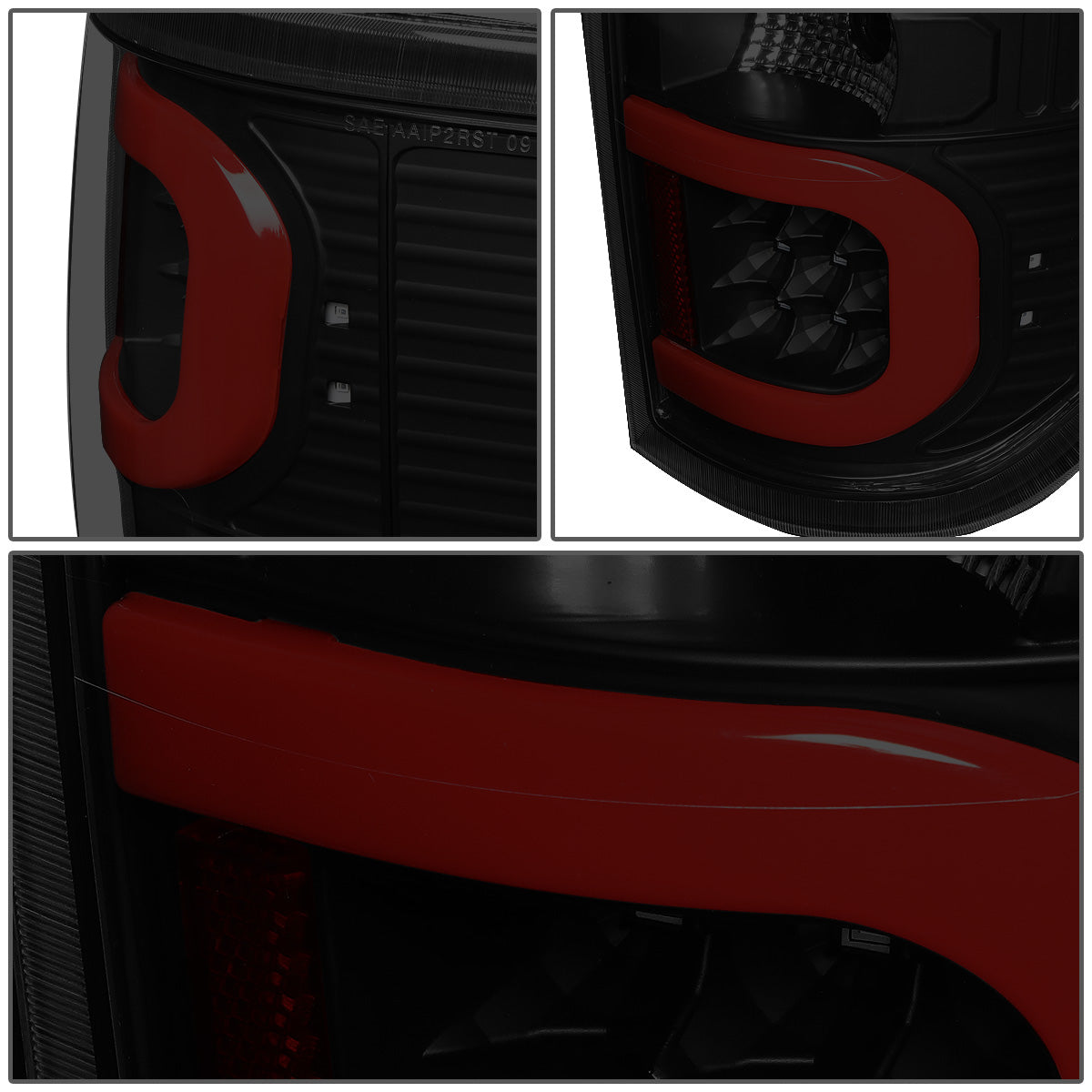 FAROS TRASEROS 09-14 FORD F-150 - DUAL RED C-BAR - 3D - LED - BLACK / SMOKE