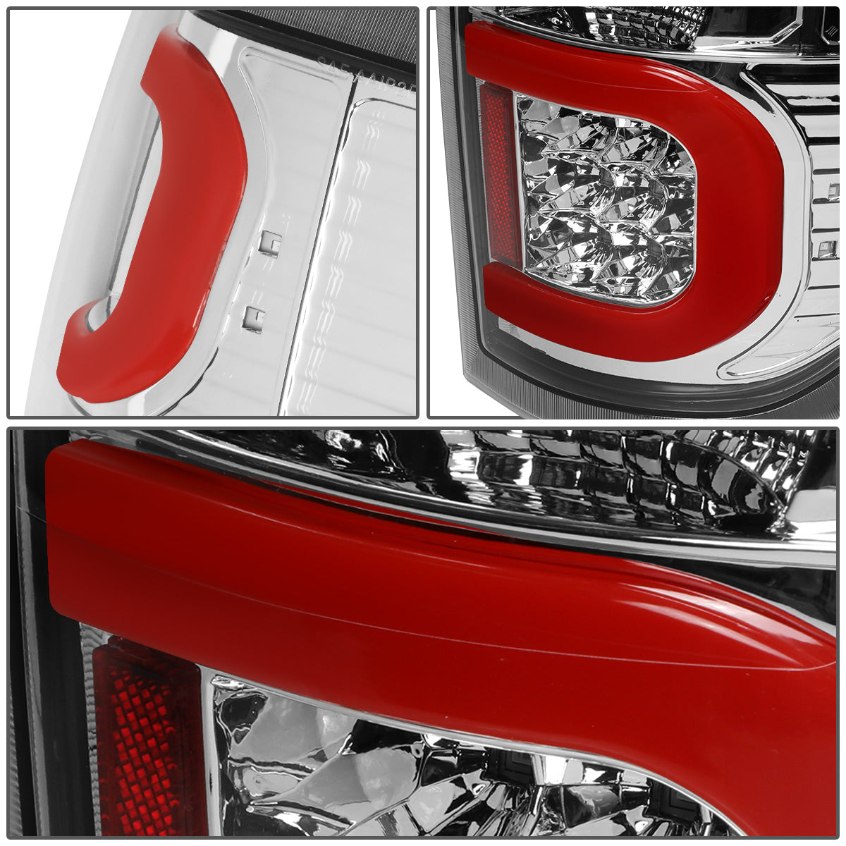 FAROS TRASEROS 09-14 FORD F-150 - DUAL RED C-BAR - 3D - LED - CHROME / CLEAR