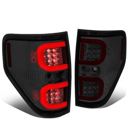 FAROS TRASEROS 09-14 FORD F-150 - DUAL RED C-BAR - 3D - LED - CHROME / SMOKE