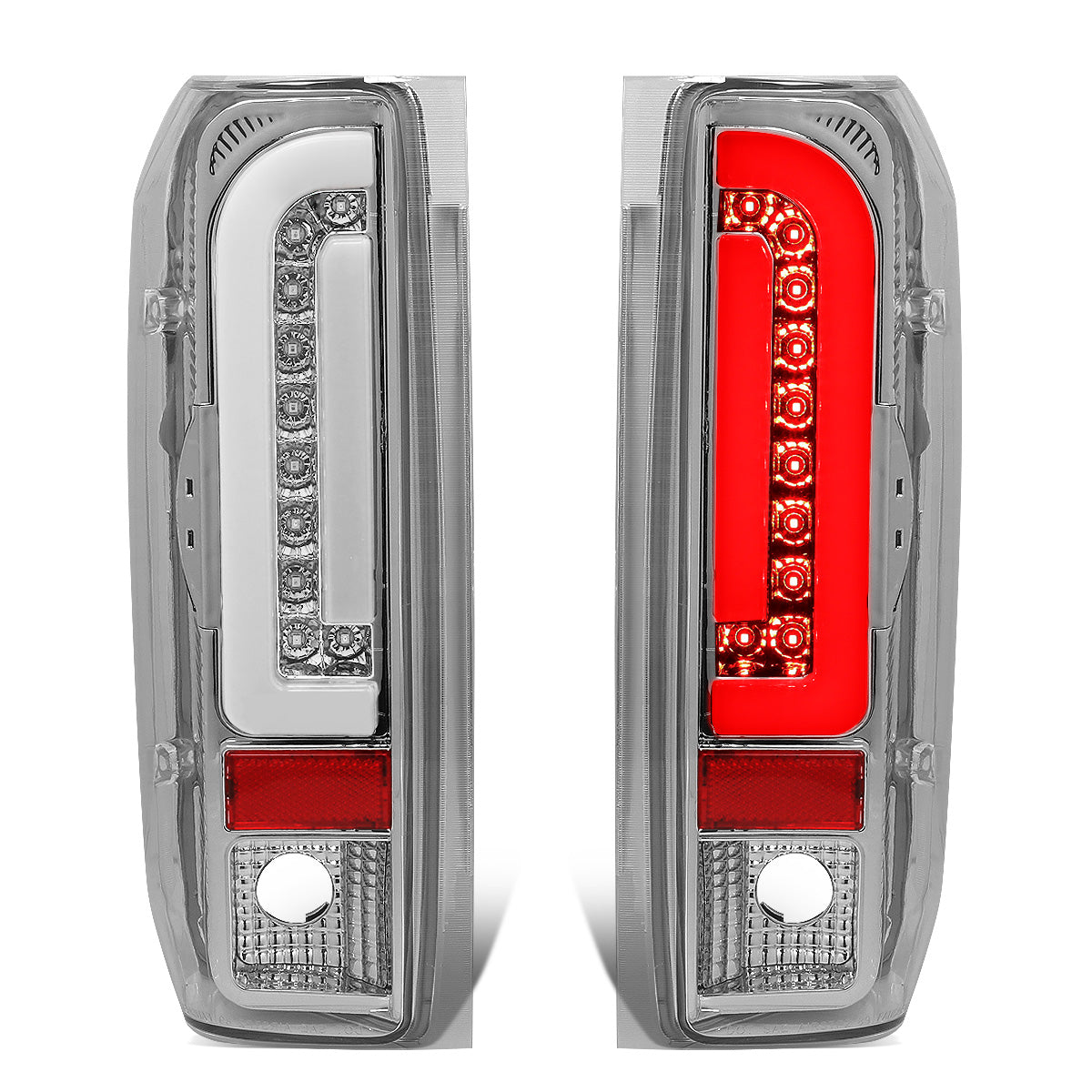 FAROS TRASEROS 90-96 FORD F-150 / 90-97 FORD F-250 / 90-97 FORD F-350 / 90-96 FORD BRONCO / 90-97 FORD F SUPER DUTY - FITS STYLESIDE MODELS ONLY - 3D - LED - CHROME / CLEAR