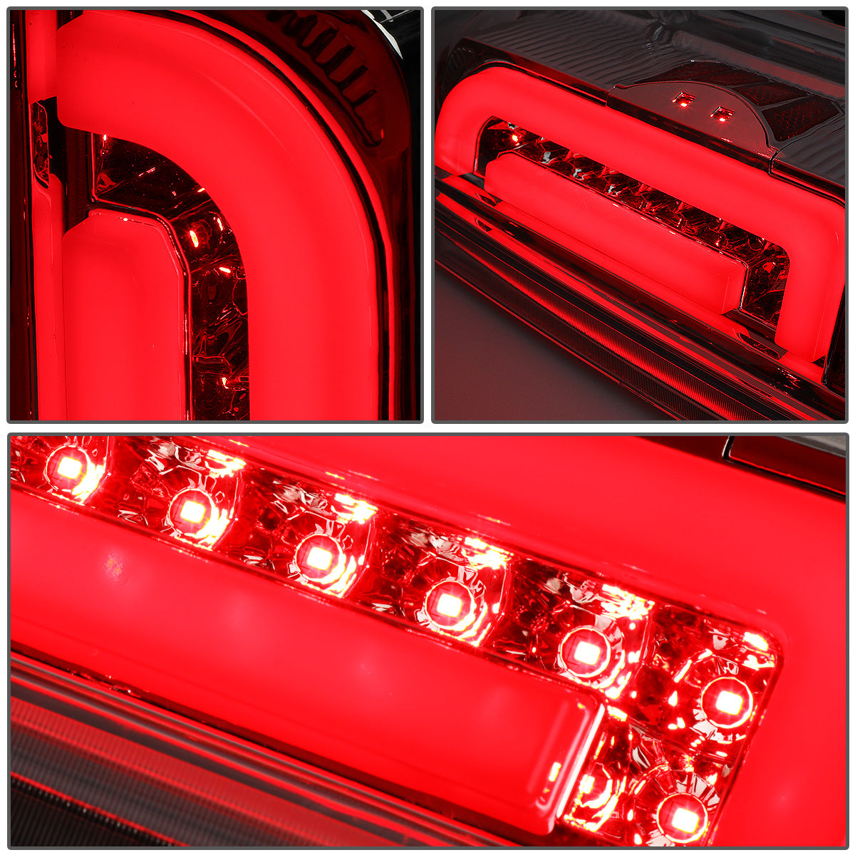 FAROS TRASEROS 90-96 FORD F-150 / 90-97 FORD F-250 / 90-97 FORD F-350 / 90-96 FORD BRONCO / 90-97 FORD F SUPER DUTY - FITS STYLESIDE MODELS ONLY - 3D - LED - CHROME / CLEAR