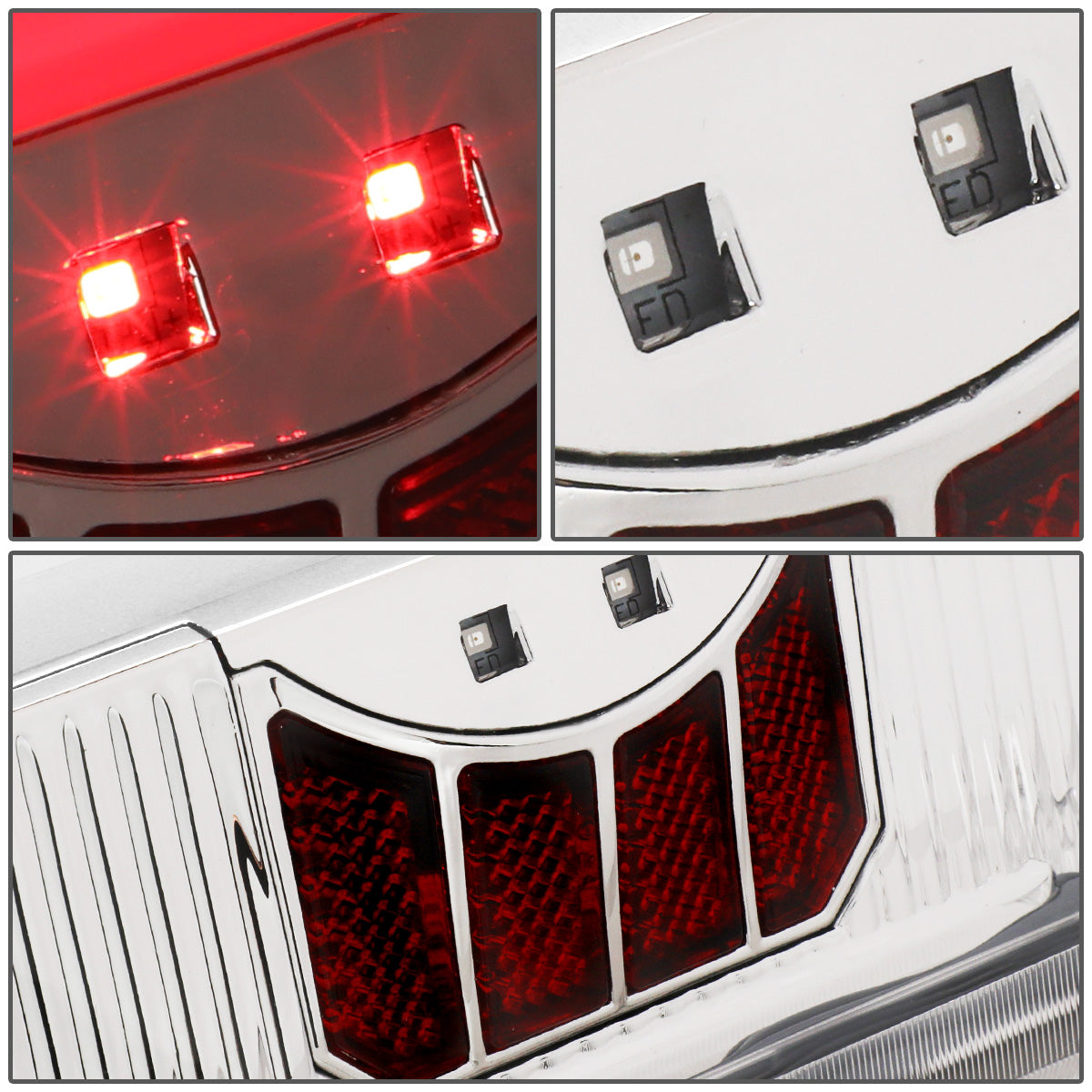 FAROS TRASEROS 90-96 FORD F-150 / 90-97 FORD F-250 / 90-97 FORD F-350 / 90-96 FORD BRONCO / 90-97 FORD F SUPER DUTY - FITS STYLESIDE MODELS ONLY - 3D - LED - CHROME / CLEAR