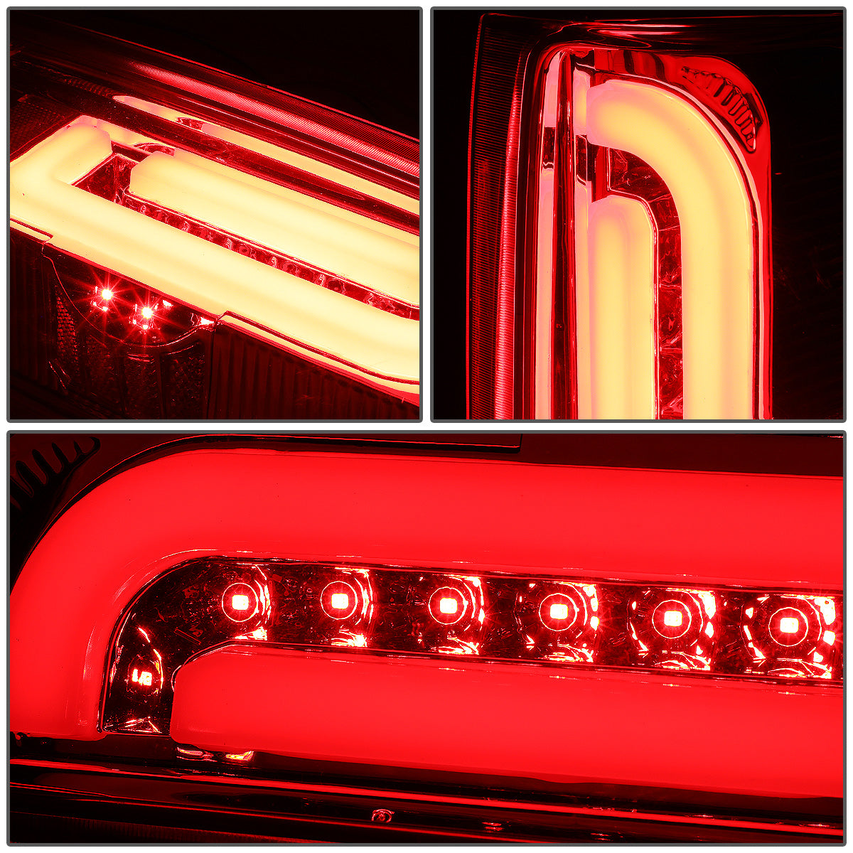 FAROS TRASEROS 90-96 FORD F-150 / 90-97 FORD F-250 / 90-97 FORD F-350 / 90-96 FORD BRONCO / 90-97 FORD F SUPER DUTY - FITS STYLESIDE MODELS ONLY - 3D - LED - CHROME / RED