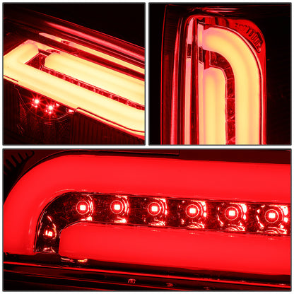 FAROS TRASEROS 90-96 FORD F-150 / 90-97 FORD F-250 / 90-97 FORD F-350 / 90-96 FORD BRONCO / 90-97 FORD F SUPER DUTY - FITS STYLESIDE MODELS ONLY - 3D - LED - CHROME / RED