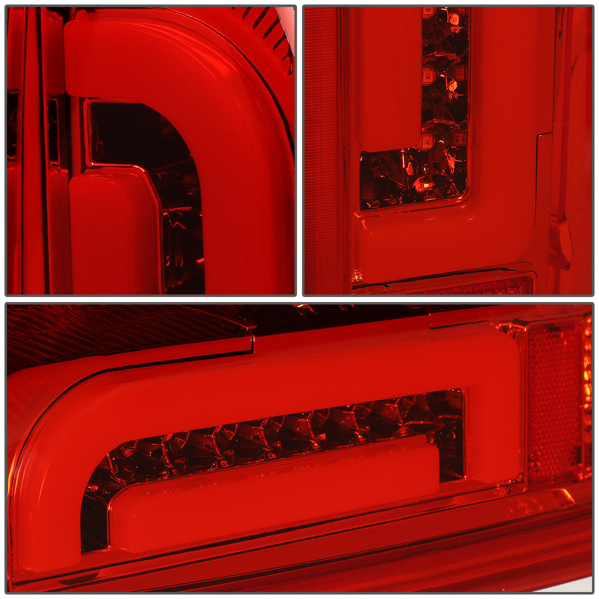 FAROS TRASEROS 90-96 FORD F-150 / 90-97 FORD F-250 / 90-97 FORD F-350 / 90-96 FORD BRONCO / 90-97 FORD F SUPER DUTY - FITS STYLESIDE MODELS ONLY - 3D - LED - CHROME / RED