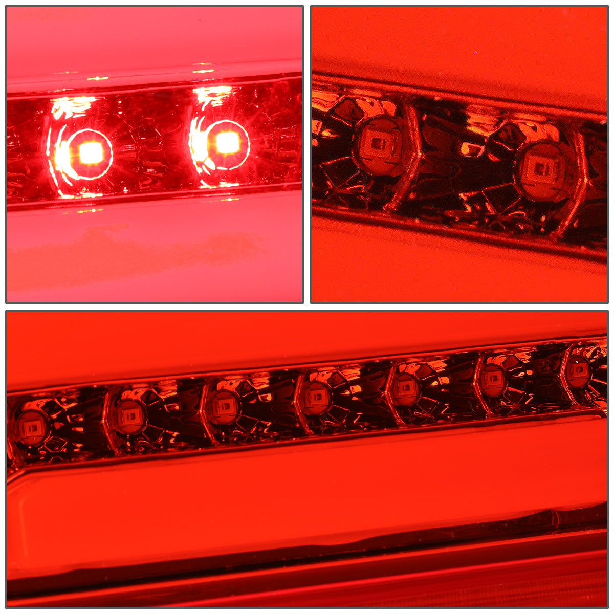 FAROS TRASEROS 90-96 FORD F-150 / 90-97 FORD F-250 / 90-97 FORD F-350 / 90-96 FORD BRONCO / 90-97 FORD F SUPER DUTY - FITS STYLESIDE MODELS ONLY - 3D - LED - CHROME / RED