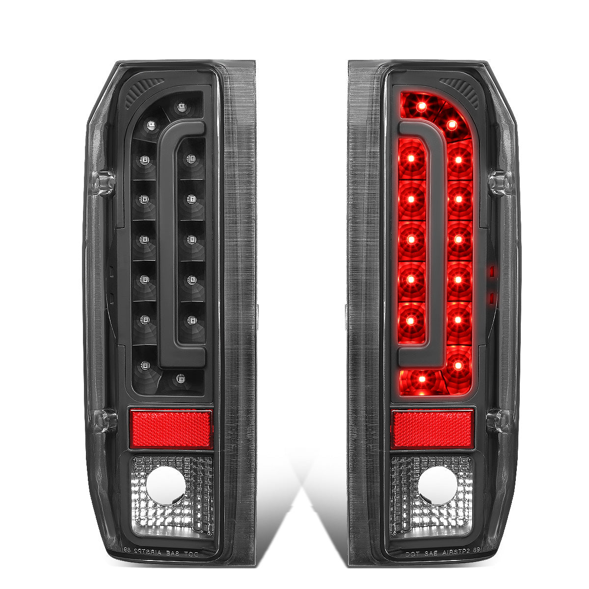 FAROS TRASEROS 90-96 FORD F-150 / 90-97 FORD F-250 / 90-97 FORD F-350 / 90-96 FORD BRONCO / 90-97 FORD F SUPER DUTY - FITS STYLESIDE MODELS ONLY - LED - BLACK / CLEAR