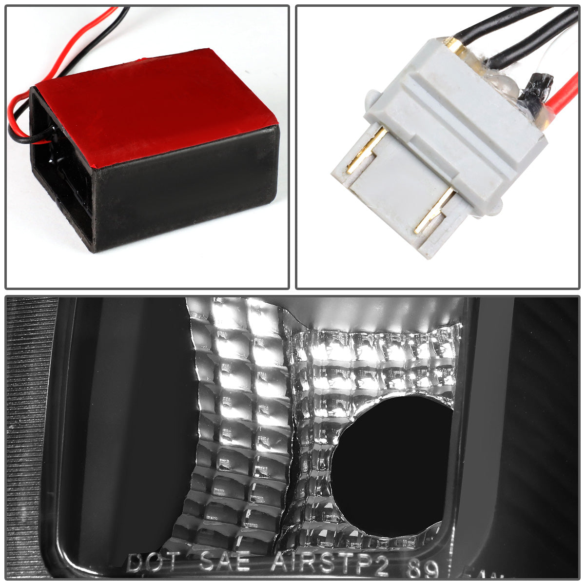 FAROS TRASEROS 90-96 FORD F-150 / 90-97 FORD F-250 / 90-97 FORD F-350 / 90-96 FORD BRONCO / 90-97 FORD F SUPER DUTY - FITS STYLESIDE MODELS ONLY - RED LED - BLACK / CLEAR