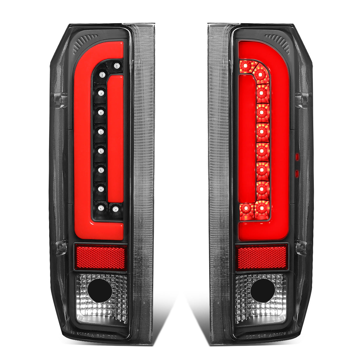 FAROS TRASEROS 90-96 FORD F-150 / 90-97 FORD F-250 / 90-97 FORD F-350 / 90-96 FORD BRONCO / 90-97 FORD F SUPER DUTY - FITS STYLESIDE MODELS ONLY - RED LED - BLACK / CLEAR
