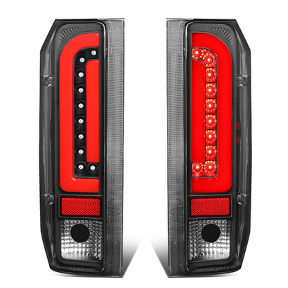 FAROS TRASEROS 90-96 FORD F-150 / 90-97 FORD F-250 / 90-97 FORD F-350 / 90-96 FORD BRONCO / 90-97 FORD F SUPER DUTY - FITS STYLESIDE MODELS ONLY - RED LED - BLACK / CLEAR