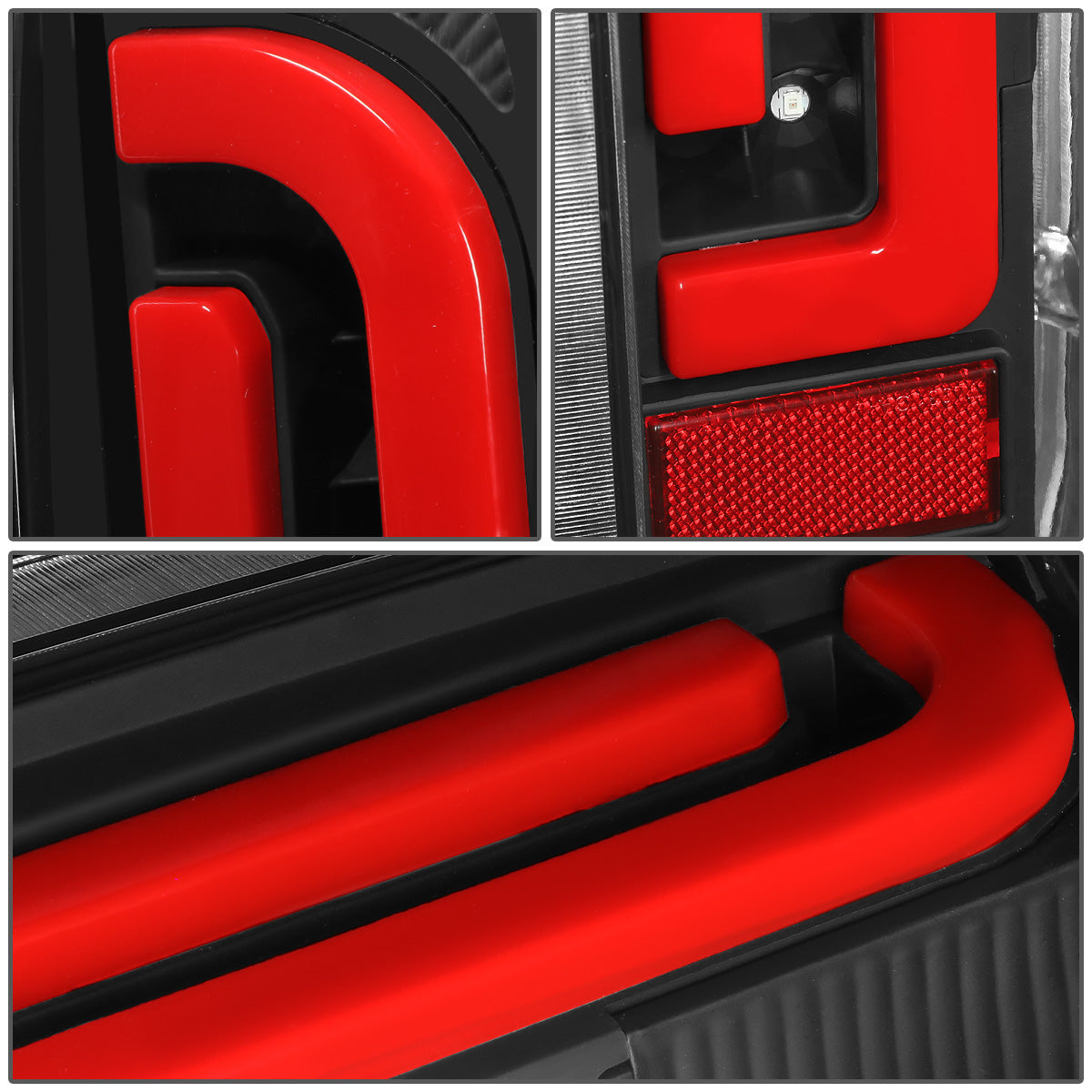 FAROS TRASEROS 90-96 FORD F-150 / 90-97 FORD F-250 / 90-97 FORD F-350 / 90-96 FORD BRONCO / 90-97 FORD F SUPER DUTY - FITS STYLESIDE MODELS ONLY - RED LED - BLACK / CLEAR