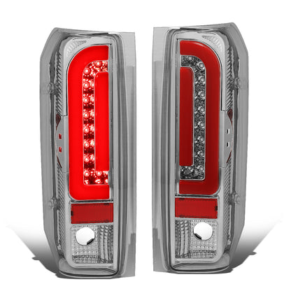 FAROS TRASEROS 90-96 FORD F-150 / 90-97 FORD F-250 / 90-97 FORD F-350 / 90-96 FORD BRONCO / 90-97 FORD F SUPER DUTY - FITS STYLESIDE MODELS ONLY - RED LED - CHROME / CLEAR