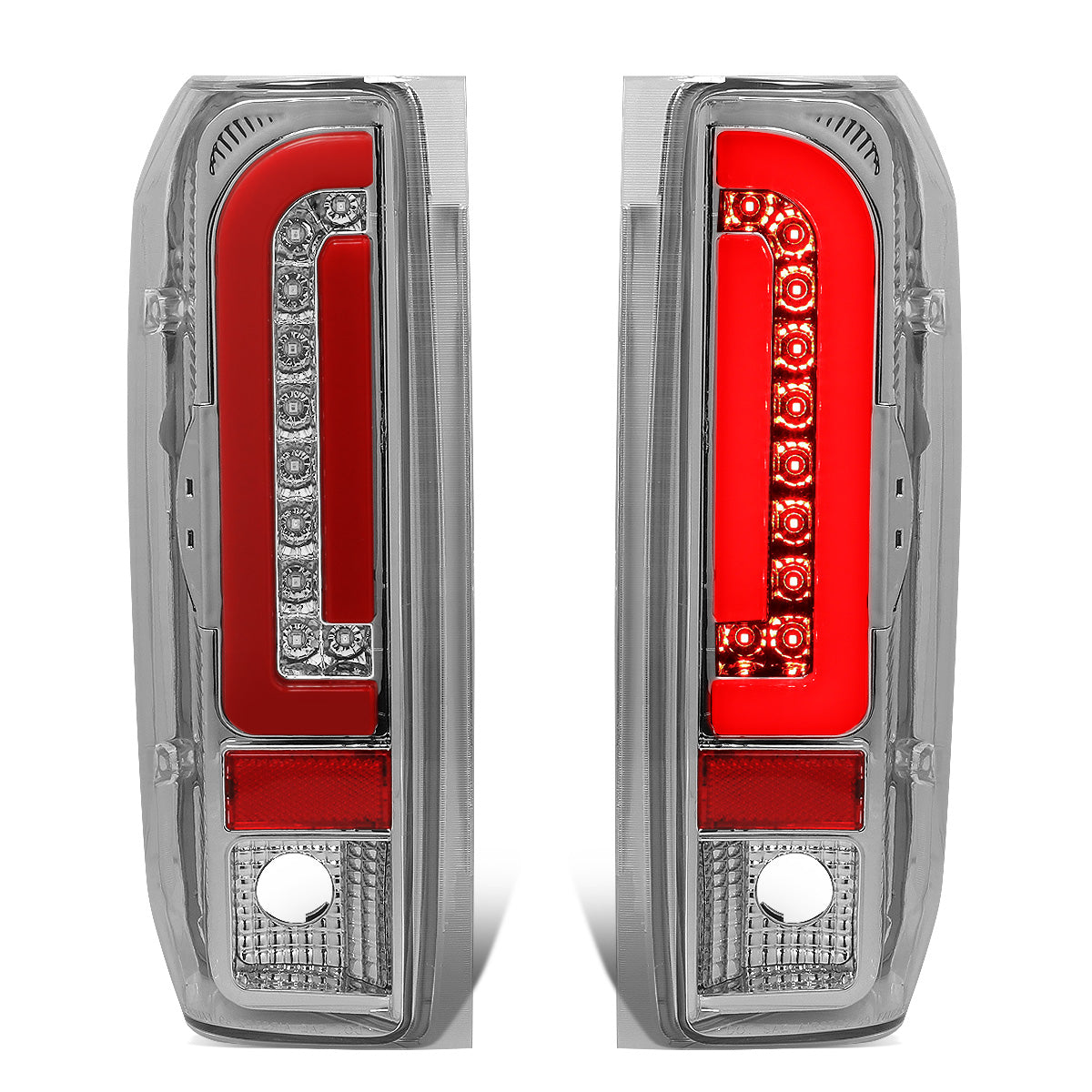 FAROS TRASEROS 90-96 FORD F-150 / 90-97 FORD F-250 / 90-97 FORD F-350 / 90-96 FORD BRONCO / 90-97 FORD F SUPER DUTY - FITS STYLESIDE MODELS ONLY - RED LED - CHROME / CLEAR