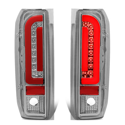 FAROS TRASEROS 90-96 FORD F-150 / 90-97 FORD F-250 / 90-97 FORD F-350 / 90-96 FORD BRONCO / 90-97 FORD F SUPER DUTY - FITS STYLESIDE MODELS ONLY - RED LED - CHROME / CLEAR