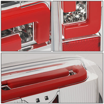 FAROS TRASEROS 90-96 FORD F-150 / 90-97 FORD F-250 / 90-97 FORD F-350 / 90-96 FORD BRONCO / 90-97 FORD F SUPER DUTY - FITS STYLESIDE MODELS ONLY - RED LED - CHROME / CLEAR