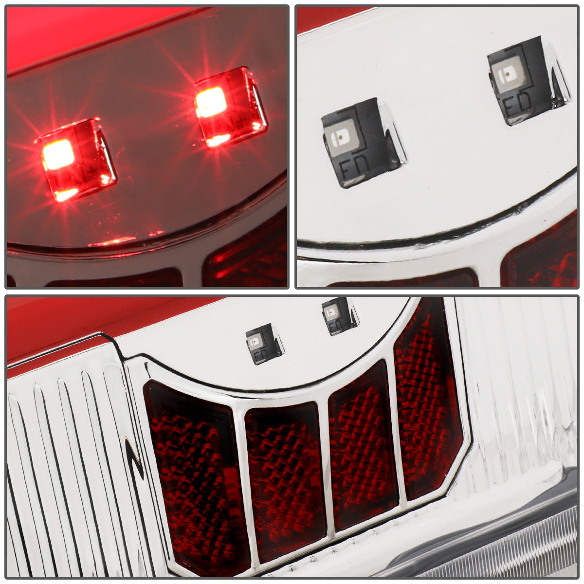 FAROS TRASEROS 90-96 FORD F-150 / 90-97 FORD F-250 / 90-97 FORD F-350 / 90-96 FORD BRONCO / 90-97 FORD F SUPER DUTY - FITS STYLESIDE MODELS ONLY - RED LED - CHROME / CLEAR