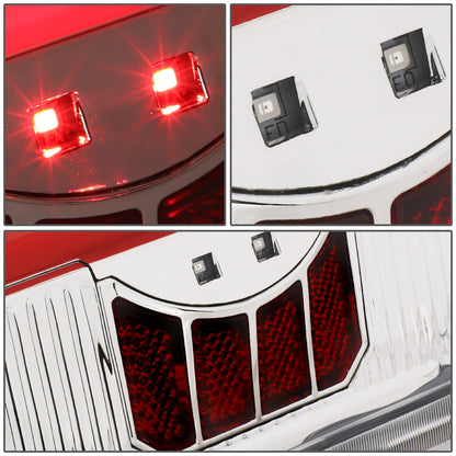 FAROS TRASEROS 90-96 FORD F-150 / 90-97 FORD F-250 / 90-97 FORD F-350 / 90-96 FORD BRONCO / 90-97 FORD F SUPER DUTY - FITS STYLESIDE MODELS ONLY - RED LED - CHROME / CLEAR